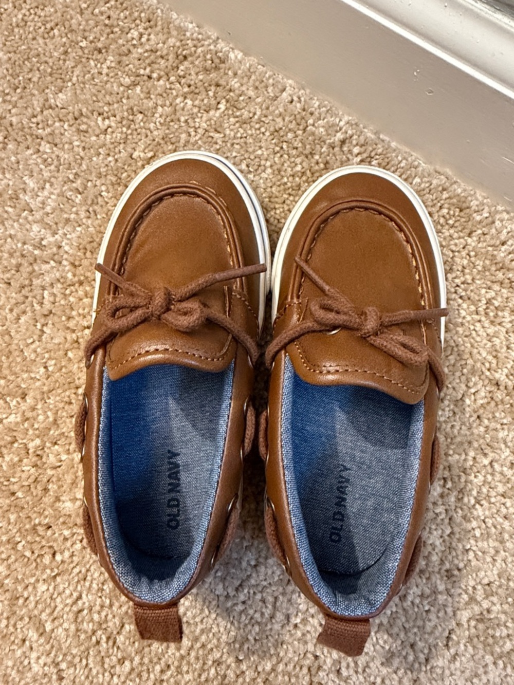 Old Navy Faux-Leather Boat Shoes for Toddler Boys Kids in Dark Cognac Size 8 - Picture 6 of 6